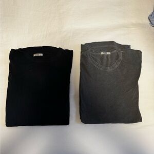 2 BLACK AND GREY BUCK MASON CREW NECK T-SHIRTS - SIZE LARGE